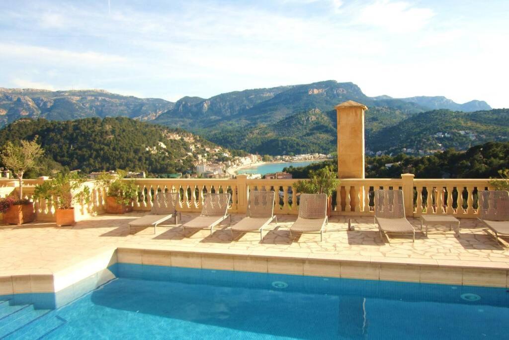 Apartamento en el Puerto de Sóller con gran terraza privada y vistas al mar. Piscina comunitaria. Localizado en un zona tranquila y muy soleada. Wifi gratis disponible. Parking. Exterior foto